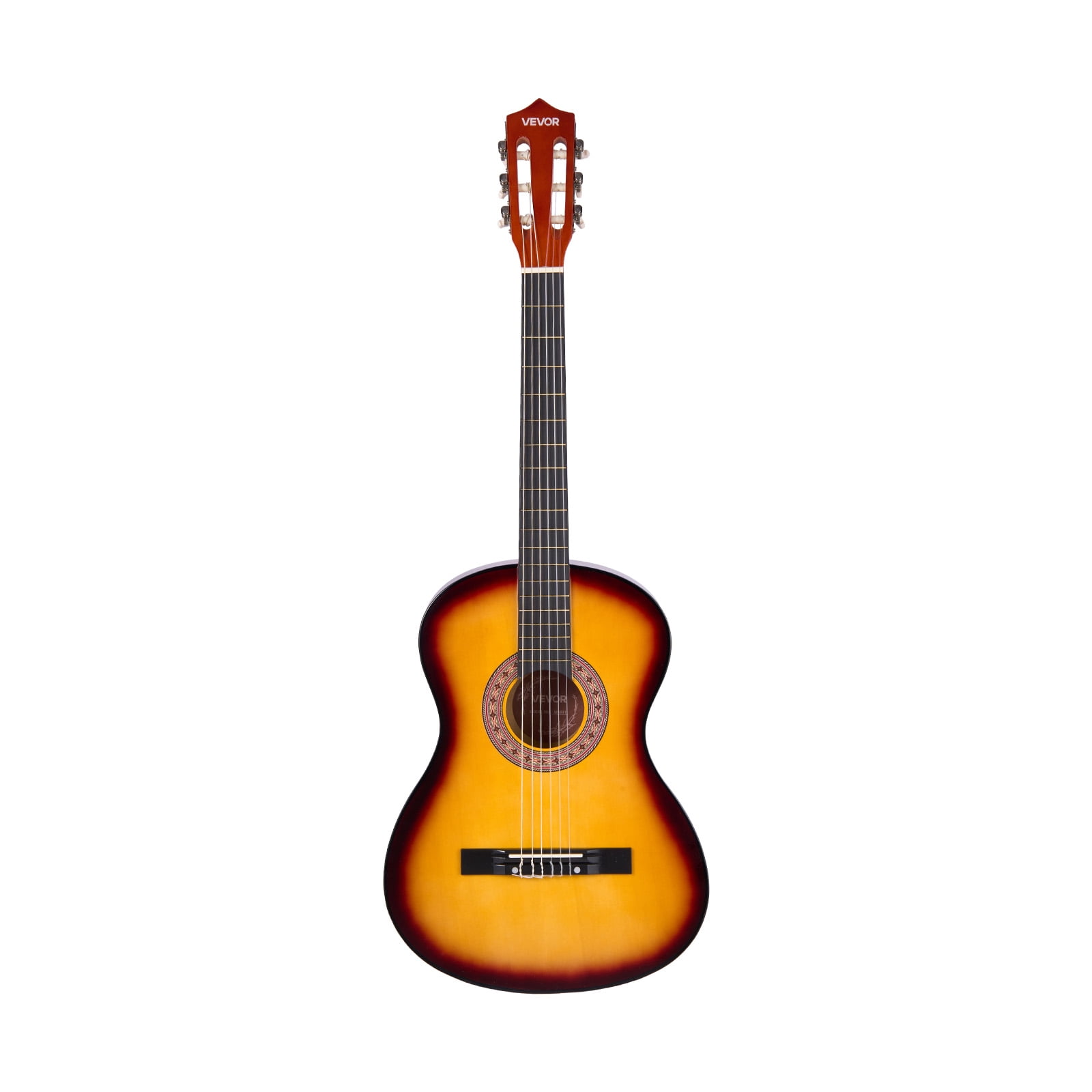 VEVOR 38in Classical Guitar,Wood Guitar Starter Kit for Beginners, with Nylon Strings, Gig Bag, Strap, Tuner, Extra String, Pick, Capo, Basswood,for Teenagers Adults Students, Sunburst