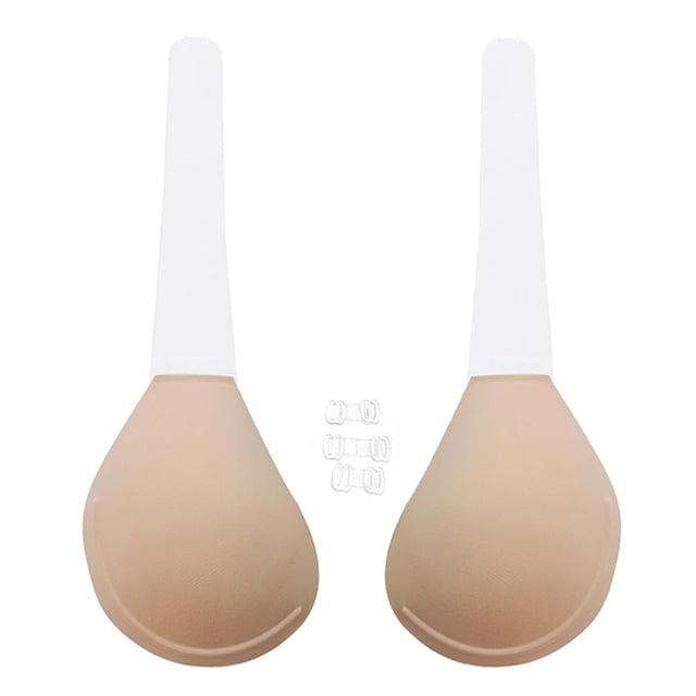 Un par de sujetador con tirantes de silicona en forma de lágrima de color piel, ropa interior invisible, pegatinas para pezones