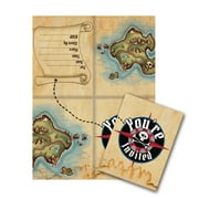 Club Pack of 48 Pirate's Map "You're Invited" Decorative Invitation 8.5"