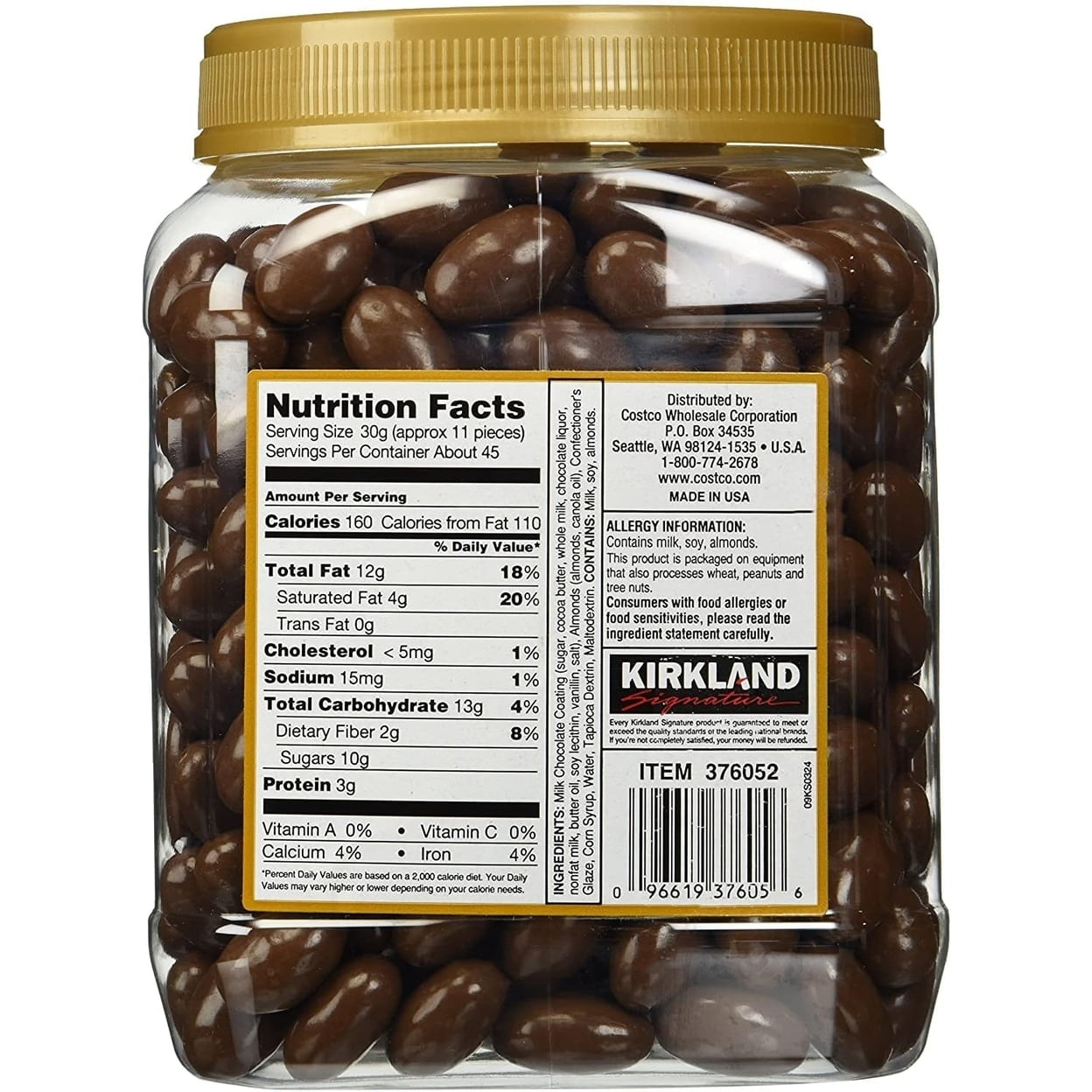 Kirkland Signature Almonds Milk Chocolate 48 Ounces