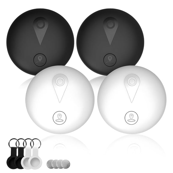 4 Pack Air Tracker Bluetooth Item Tracker Tags, Item Locator Works for Apple Find My App (iOS Only), with Power Switch, IP68 Waterproof, 4 Protective Cases & 4 Extra Batteries