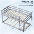 thumbnail image 3 of Costway Twin over Twin Low Bunk Bed with Guardrails Integrated Ladder Kids Wooden Grey, 3 of 10