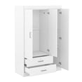 thumbnail image 5 of 3-Door Mirror Wardrobe Cabinet Closet  2 Drawers and Storage Shelves, Bedroom Organizer, White, 5 of 7