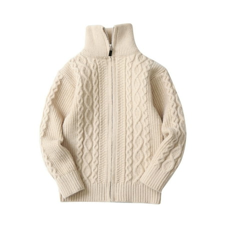 

Spazoro Toddler Girls Boys Sweaters Turndown Collar Warm Clearance Fall and Winter Coats for Girls White Size 5 T