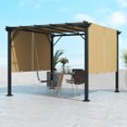 thumbnail image 2 of Outsunny 10' x 10' Retractable Pergola Canopy for Backyard, Garden, Brown, 2 of 10