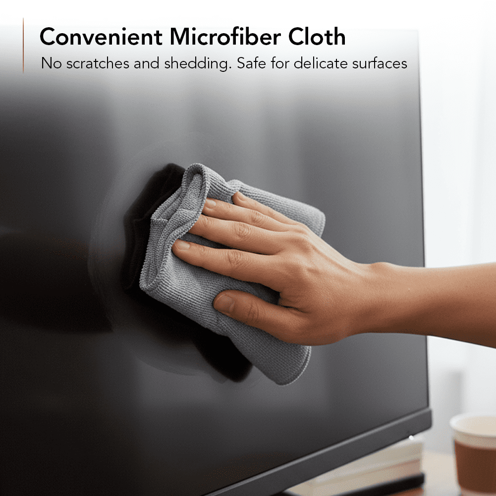 OVENTE Microfiber Duster Cleaning Set with Stainless Steel Extension Pole Up to 96", Washable, Reusable and Bendable Dusters for High Ceiling Fans, Blinds, Furniture, Cobweb and Cars, Grey CTD1526GY