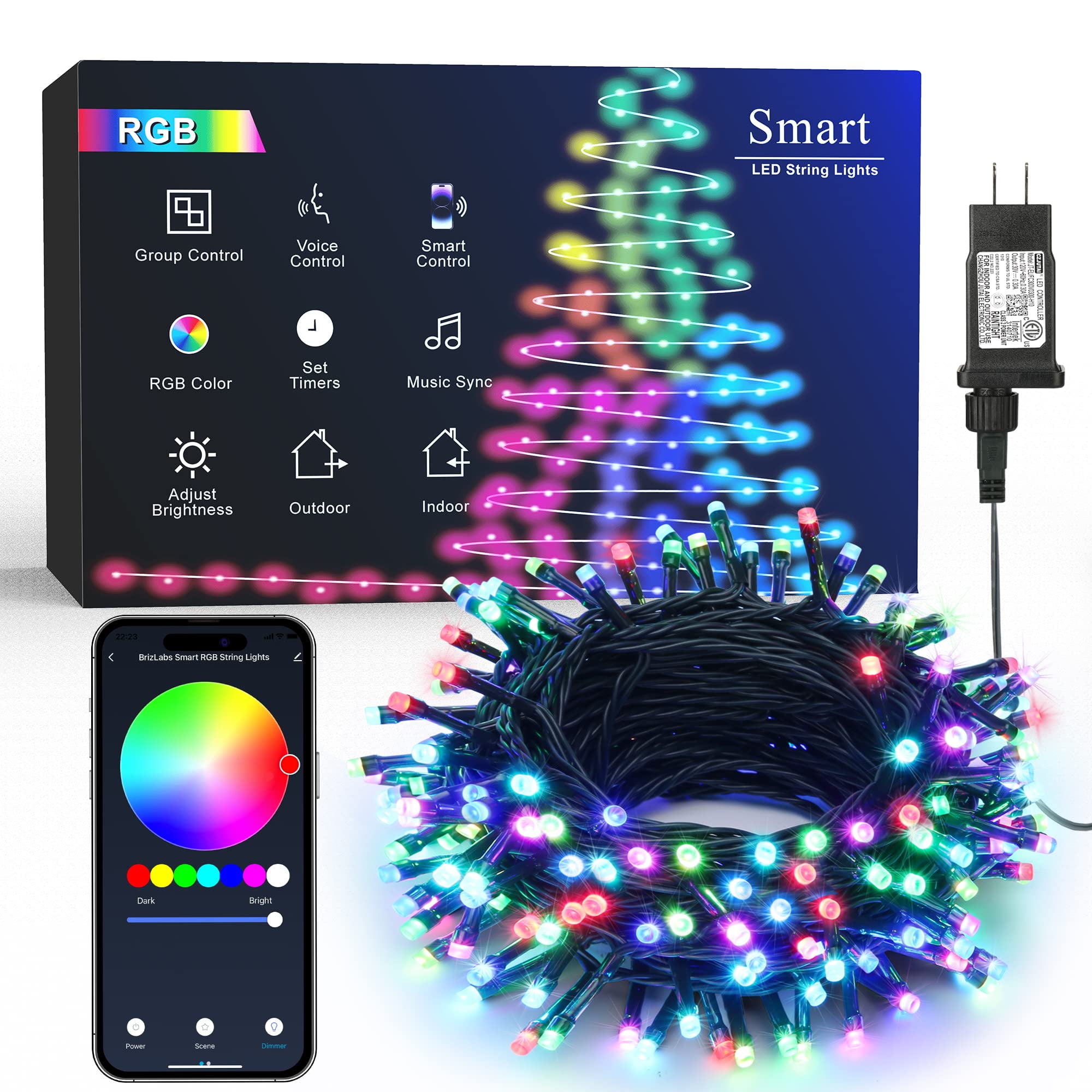 Aoycocr Smart WiFi Fairy Lights, 66Ft Christmas Lights Work with