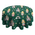 thumbnail image 4 of Green Princess Castle Pattern Round Tablecloth 60"x60",Wrinkle Wipeable Table Cloth for Kitchen Dining Room Picnic Patio Party, 4 of 6