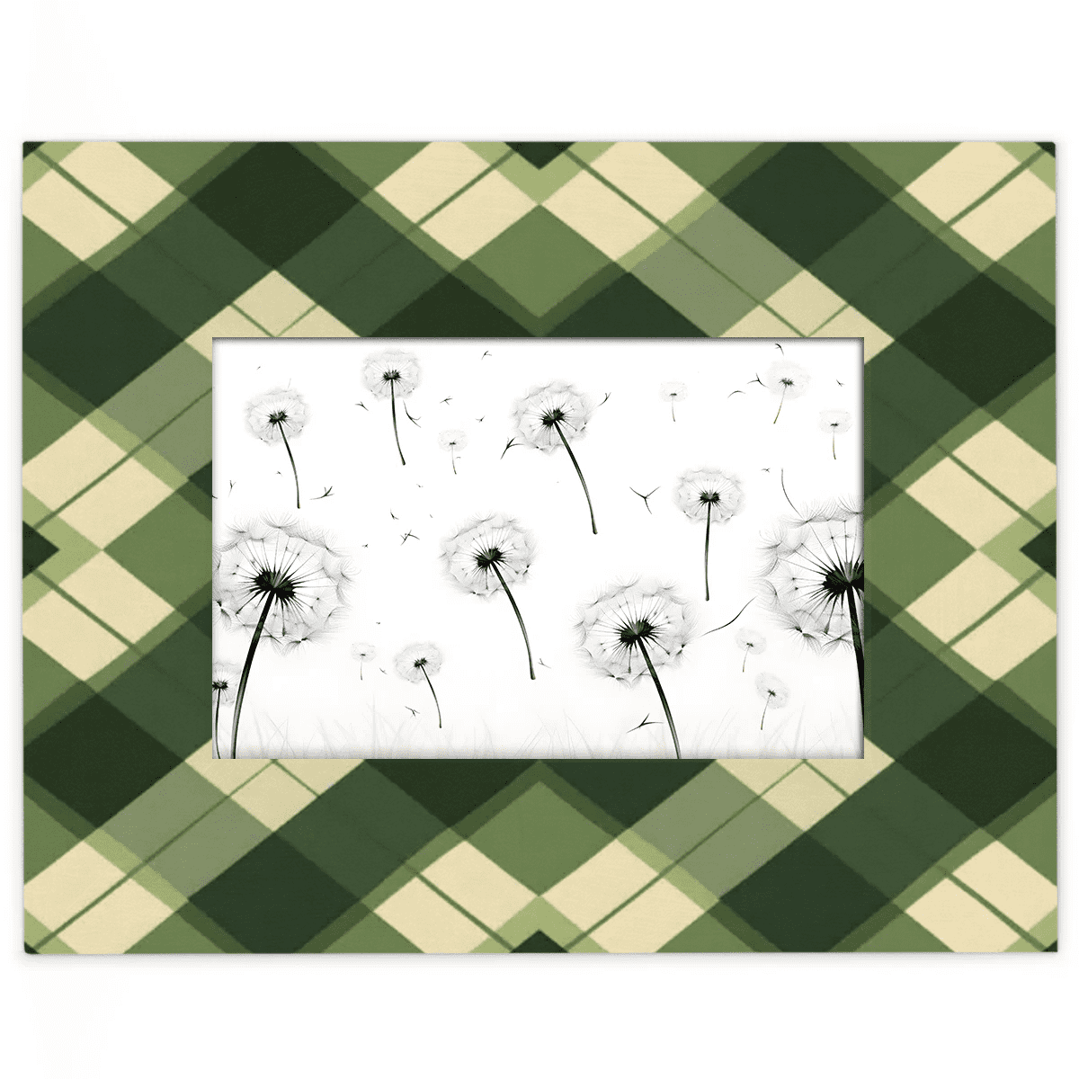 Qzjjjmy Rectangle Picture Frame 5x7 Green Stripe Texture Photo Frame Set for Wall or Tabletop Display