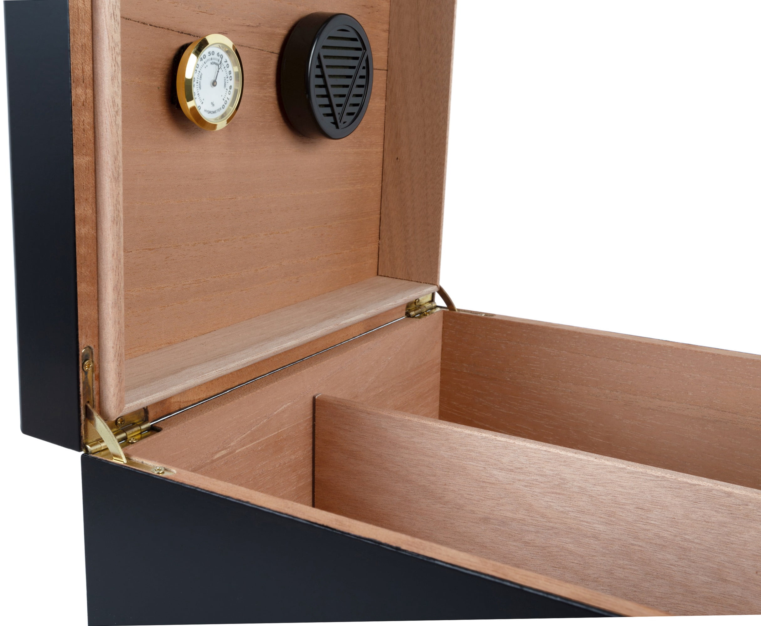 Chalet Desktop Cigar Humidor - Black Finish - Capacity: 25 to 50
