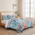 thumbnail image 5 of King Quilt Set 96''x106'', Sea Turtle Lightweight Bedspread Coverlet Set with 2 Pillow Shams, Summer Beach Coastal Nautical Coral Blue Red Breathable All Season Quilt Bedding for Bedroom/Guest Room, 5 of 9