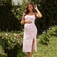 thumbnail image 6 of Maternity Floral Print Nursing Dress, Sleeveless Strappy Breastfeeding Gown, Pregnancy Clothes For Women Pink Xl, 6 of 8