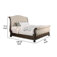 thumbnail image 4 of Benjara Eastern King Bed with Sleigh Headboard and Footboard- Brown and Beige, 4 of 7