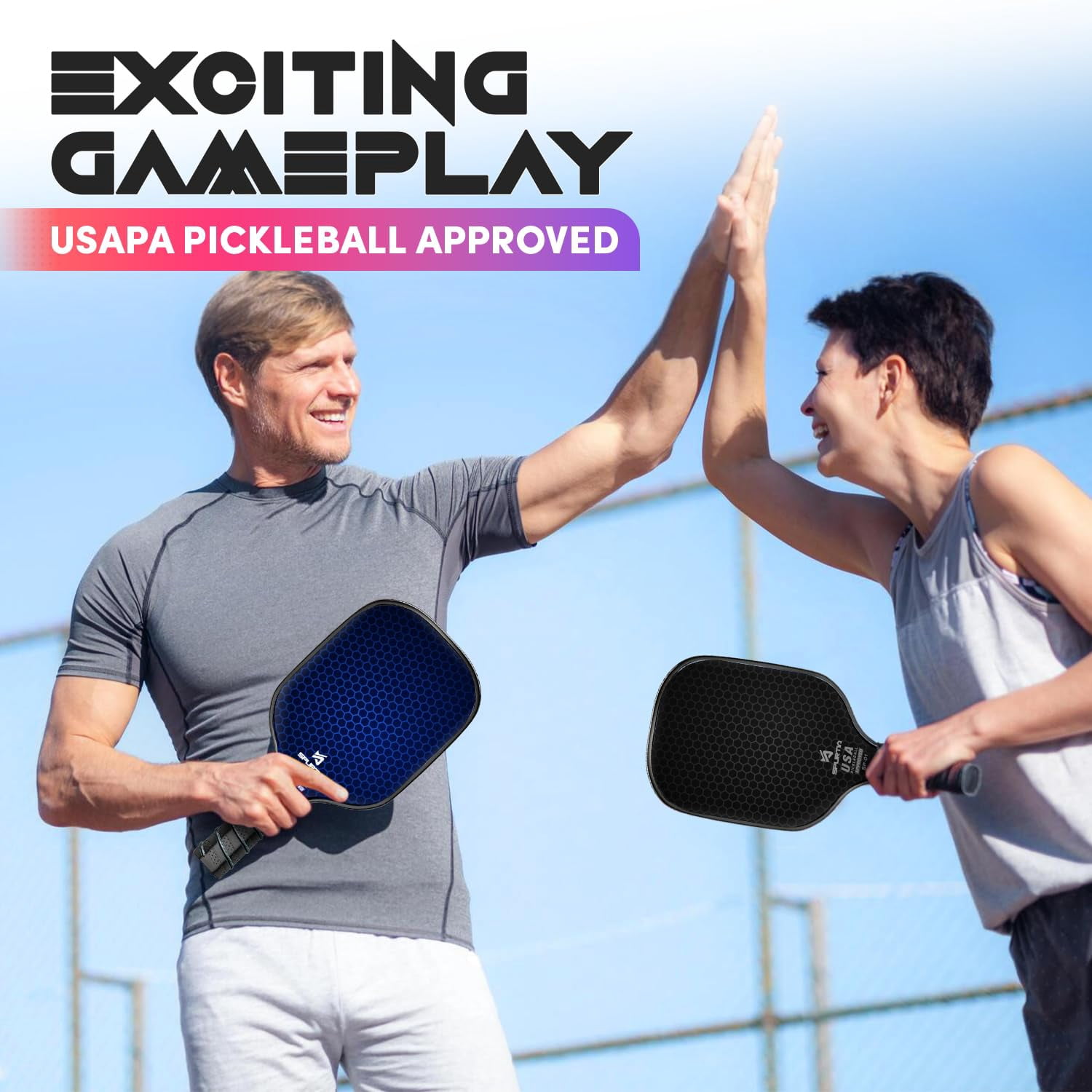 Usapa Approved Pickleball Paddle Set | Fiberglass Surface  With Balls Grip Tapes & Carry Bag Quiet Lightweight Rackets For Men Women Beginners
