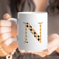 thumbnail image 5 of Initial Letters Decor Coffee Mugs, Halloween Diamond Plaid Monogram Letter K Mug, Any Letter Floral Alphabet Coffee Cup For Her Birthday Christmas Mothers Day Coffee Mug 11oz, 5 of 5