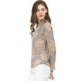 thumbnail image 5 of MODA NOVA Junior's Long Sleeve Lace See Through Floral Color Block Blouse Purple L, 5 of 7