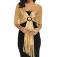 thumbnail image 2 of Womens Shawl Shawl Wrap Shawls for Women Shawl Wraps for Women Shawls And Wraps for Evening Dresses, Metallic Glitter Shawls for Women, Sparkling Wedding Giving Shawl Gift, Gold-One Size, 2 of 3
