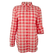 Women's Checked Button-Down Shirt-S-S