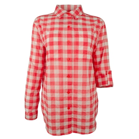 Women's Checked Button-Down Shirt-S-S