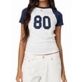 thumbnail image 2 of Gynyvoja Women Short Sleeve Jersey Crop Tops Y2k Graphic Tees Summer Teen Girls Crewneck Slim Fit T-Shirts M, 2 of 9