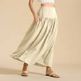 thumbnail image 5 of Ohufall Women's Flowy Maxi Skirts Summer Solid Casual Elastic High Waist Skirt Fashionable Casual Pleated Long Skirts for Women, 5 of 8