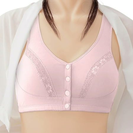 Ploknplq Bras for Women Push Up Bra Strapless Bra No Steel Ring French Front Close Bra T Back Plus Size Seamless Unlined Bra Push Up Bras for Women Bras for Women No Underwire Pink E