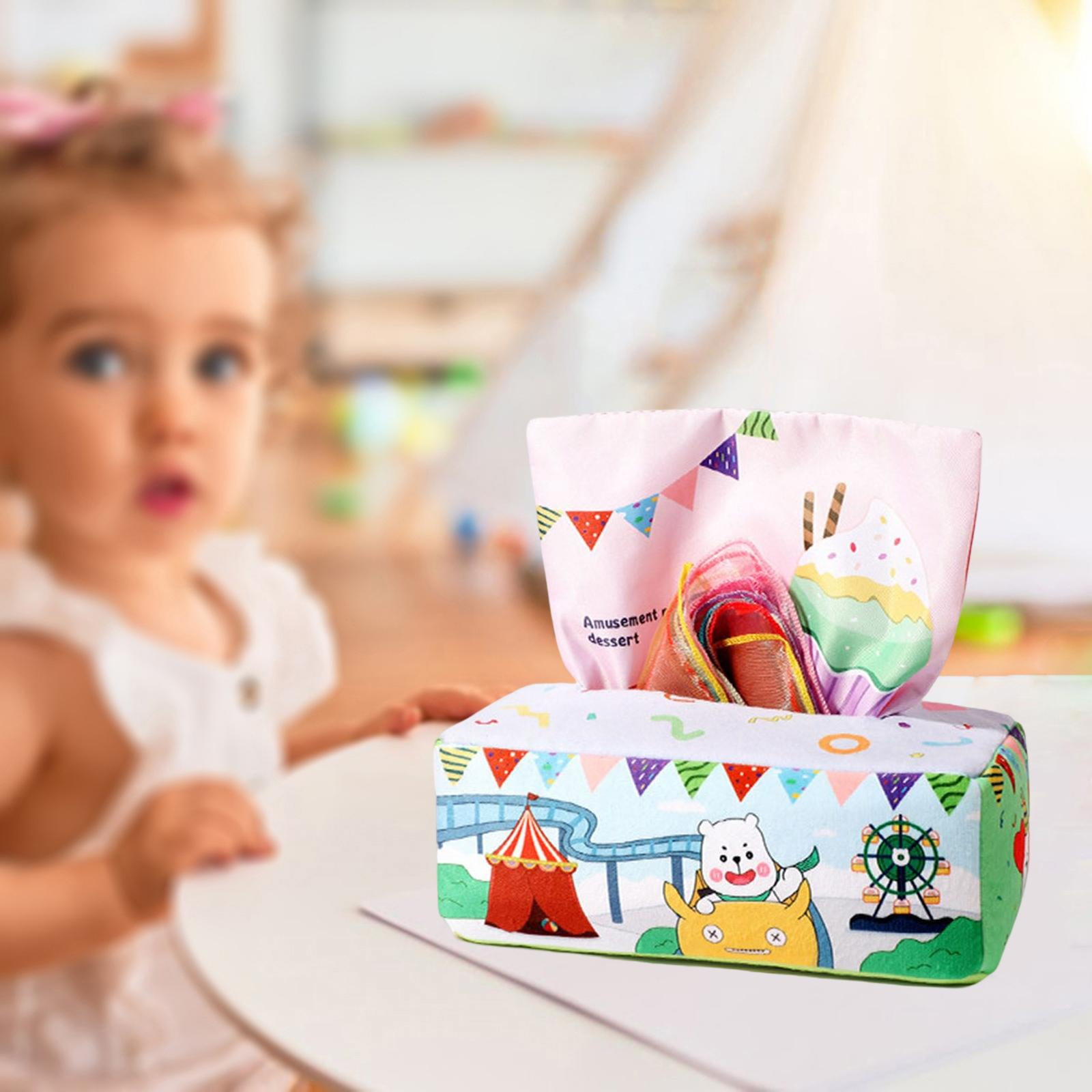 Sensory Babies, Tissue Box Baby Toy Months Infant Play Soft Scarf Box Busy Pull Tissues