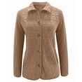 thumbnail image 2 of Female Quilted Jacket Casual Winter Open Front Button Down Puffer Coat Outwear Cardigan Khaki S, 2 of 9
