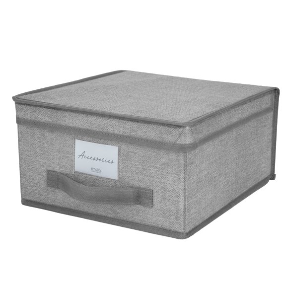 Simplify Medium Lidded Storage Box in Non Woven Heather Grey