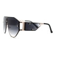 thumbnail image 4 of SA106 Mens Metal Frame Rimless Angular Geometric Shield Mafia Sunglasses Gold Smoke, 4 of 4