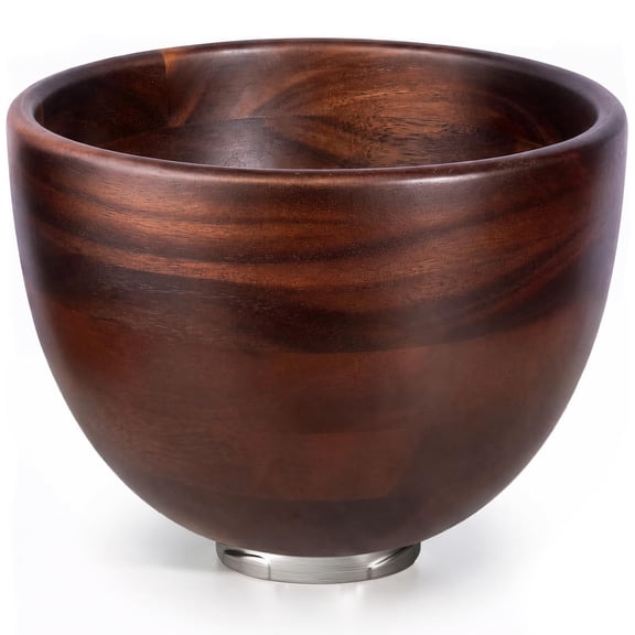 5 QT Wooden Mixing Bowl Compatible with KitchenAid 4.5 & 5 QT Tilt-Head Mixers, Acacia Wood Bowl with Stainless Steel Locking Base