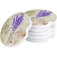thumbnail image 1 of FMSHPON Lavender Flowers Vintage Set of 4 Car Coaster for Drinks, Absorbent Ceramic Stone Coasters Cup Mat with Cork Base for Home Kitchen Room Coffee Table Bar Decor, 1 of 5