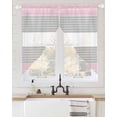 thumbnail image 2 of Pink Striped Swag Valances for Windows, Multicolor Grey White Horizontal Stripes Rod Pocket Sheer Valances for Large Windows, Swag Toppers Light Filtering for Kitchen Living Room 2 Panels 36''x63'', 2 of 6