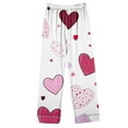 thumbnail image 4 of miqiqism Women Valentine Pjs Sets Fashion Heart Tshirts Long Sleeve Tops and High Waist Trousers Lady Lapel Neck Lightweight Loungewear Outfits,09_Multicolor,X-Large, 4 of 5
