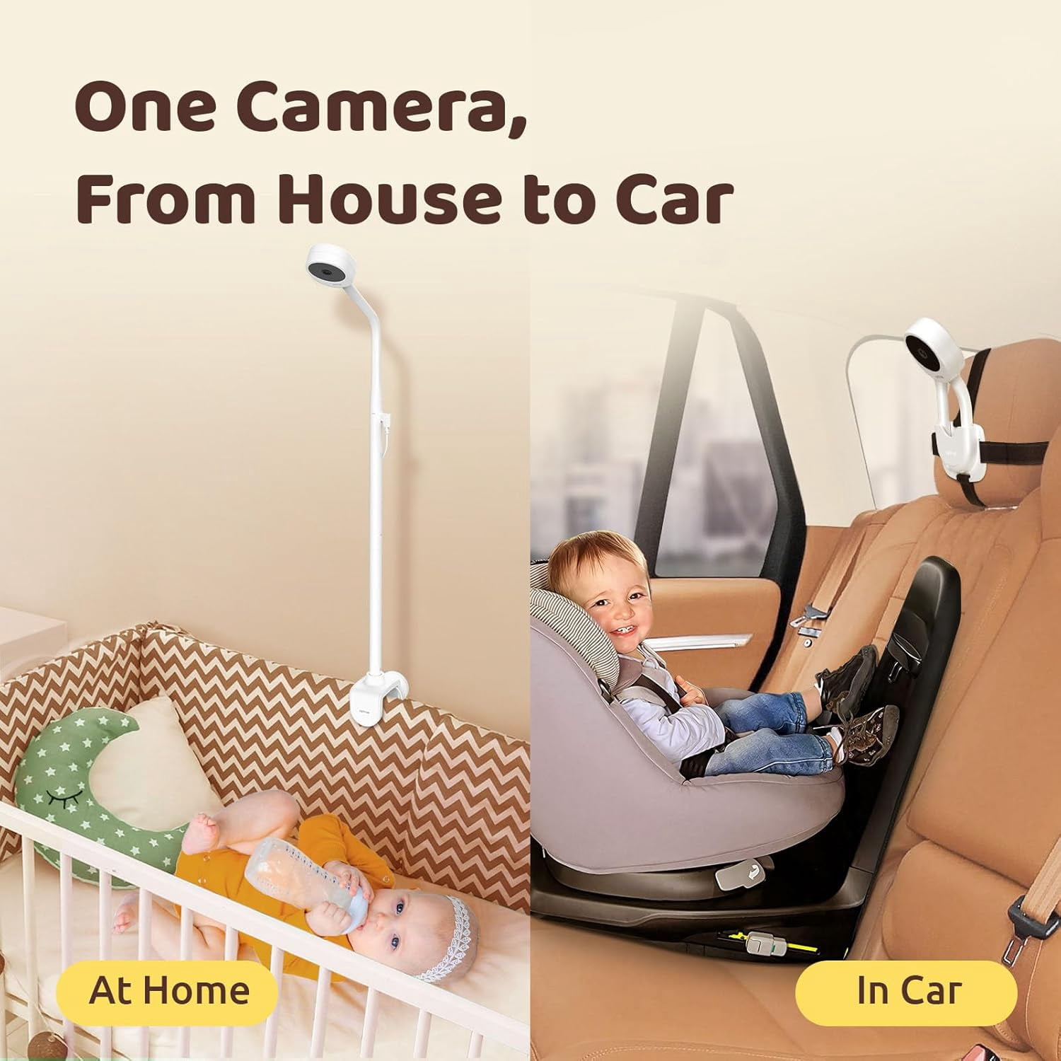 Netvue Peekababy Car Seat Accessories for Baby Monitor, Baby Monitor Car Mount and Baby Camera Car Mount Accessories Compatible with Netvue 3000mAh Baby Monitor