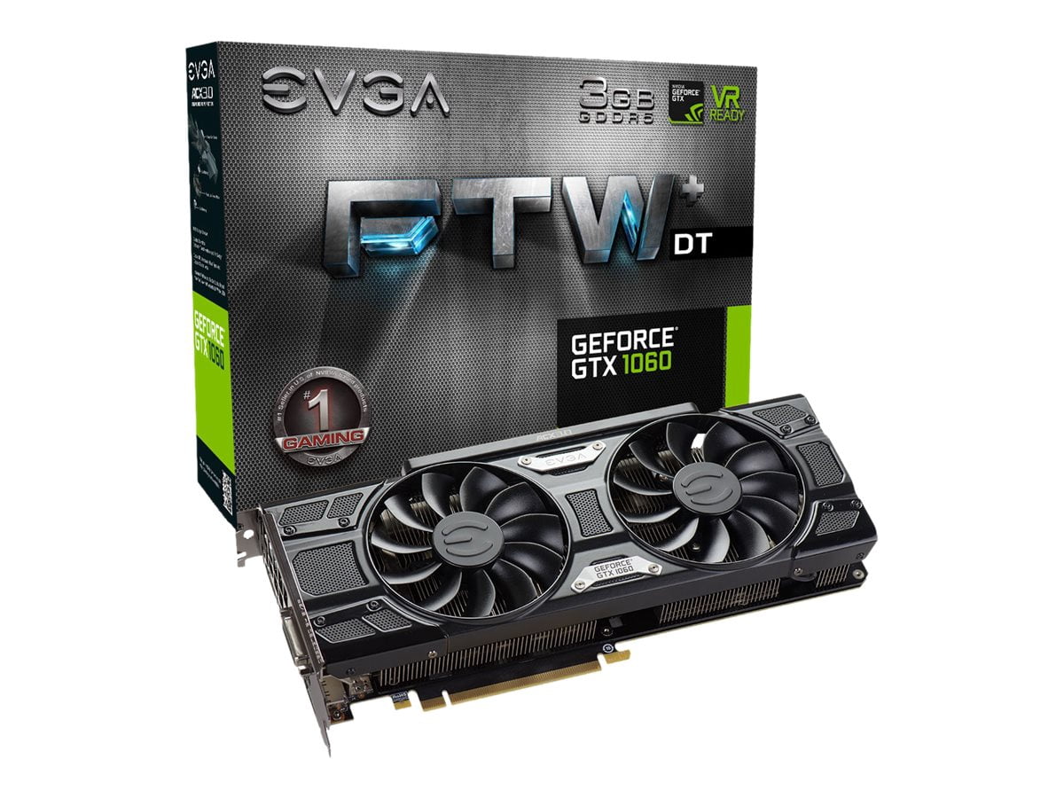 EVGA GeForce GTX 1060 FTW+ DT GAMING ACX 3.0 & LED - Graphics card - GF GTX 1060 - 3 GB GDDR5 - PCIe 3.0 x16 - DVI, HDMI, 3 x DisplayPort