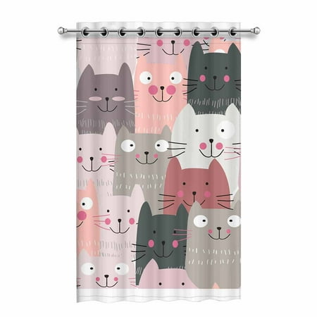 Mkhert Cat Blackout Window Curtain Drapes Bedroom Living Room
