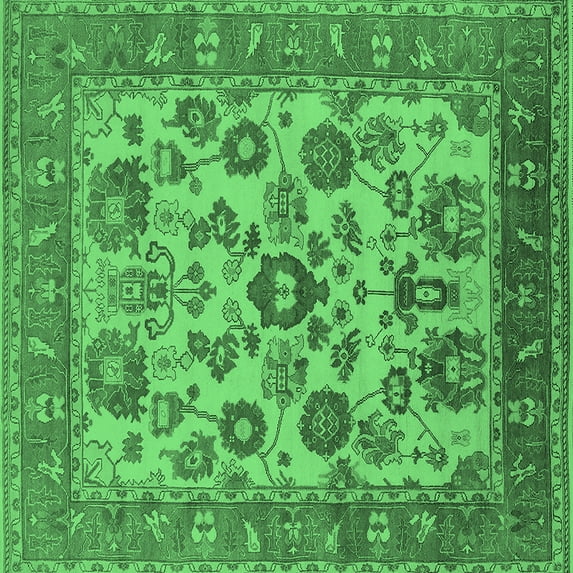 Ahgly Company Indoor Square Oriental Emerald Green Industrial Area Rugs, 5' Square