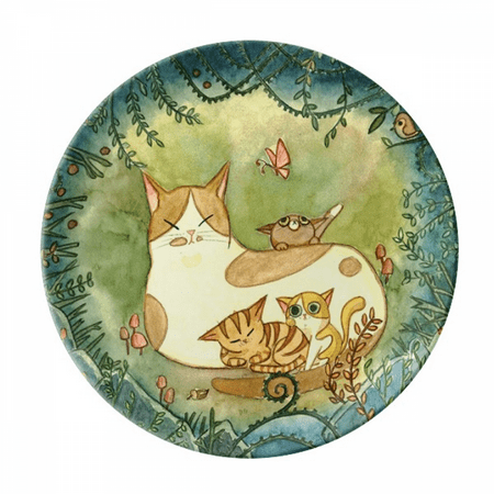 

Miaoji Painting Cat Faly Fantasy Plate Decorative Porcelain Salver Tableware Dinner Dish