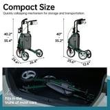 Elenker 3 Wheel Walker for Seniors, Foldable Rollator Walker with 10 ...