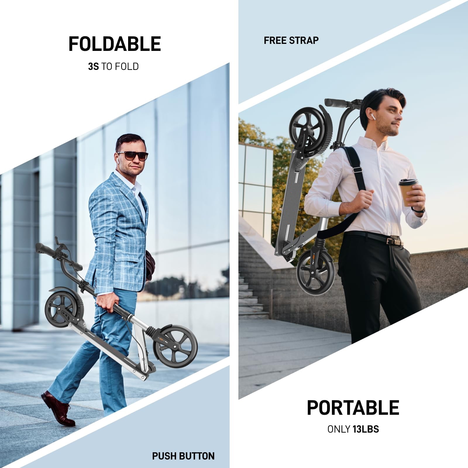 UPGO Kick Scooter for Ages 6+,Kid, Teens & Adults. Max Load 240 LBS. Foldable, Lightweight, 8IN Big (图5)