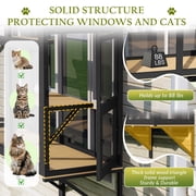 Haverchair Cat Catio, Cat Window Perch for Large Indoor Cats, Window Box Enclosure with 4 Jump Platforms, Wooden Window Hammock for Multi Kittens, All-Weather Use Outdoor Small Pet Perch House