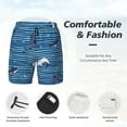 thumbnail image 5 of Haiem Sharks on White Blue Striped Mens Swim Trunks with Compression Liner 2 in 1 Swimming Shorts Stretch Swimwear Quick Dry,Board Shorts-Small, 5 of 9