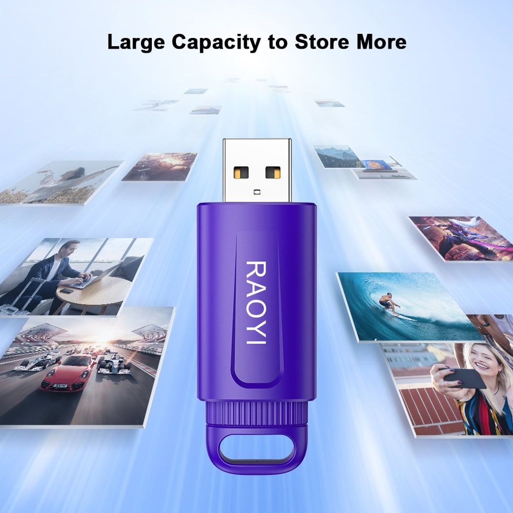 USB Flash Drive 32G 3 Pack, RAOYI Thumb Drive Retractable USB 2.0 Memory Stick Jump Drives 3 Colors