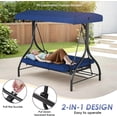 thumbnail image 6 of TLSUNNY 3-Seat Patio Swing w/ 45° Tilt Adjustable Canopy, Convertible Glider Bed with Stand, Removable Cushions for Backyard, Porch, Poolside, 750LBS Capacity, 6 of 10