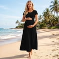 thumbnail image 4 of FchengtaiS Maternity Maxi Dress Short Sleeve Crewneck Pregnancy Dresses Summer Casual Loose Maternity Outfits for Baby Shower, 4 of 6