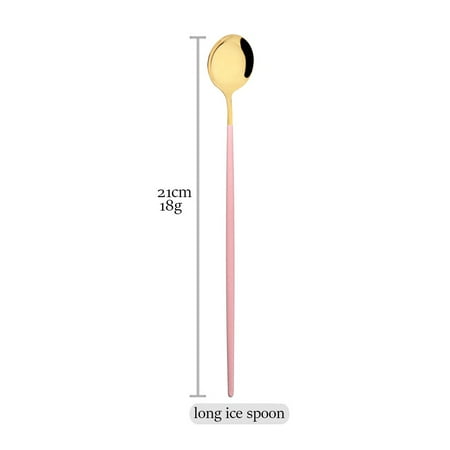 

Teaspoon Dinnerware 1P Long Ice Spoon Stainless Steel Round Shape Spoon Milk Mixing Stirring Spoon Dessert Tableware Accessories