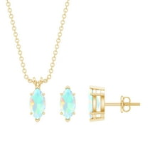 Rosec Jewels Ethiopian Opal Solitaire Jewelry Set for Women (1.50 CT, AAA Grade, October Birthstone), 18K Yellow Gold