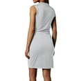 thumbnail image 3 of WTOBBY Women's Sleeveless Bow Belt Asymmetrical Hem Round Neck Casual Elegant Cocktail Dress,White L, 3 of 3