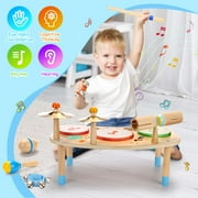 OATHX Wooden Drum Set for Toddlers Ages 1–6,Montessori Music Learning Toy, Birthday & Holiday Gift for Boys & Girls